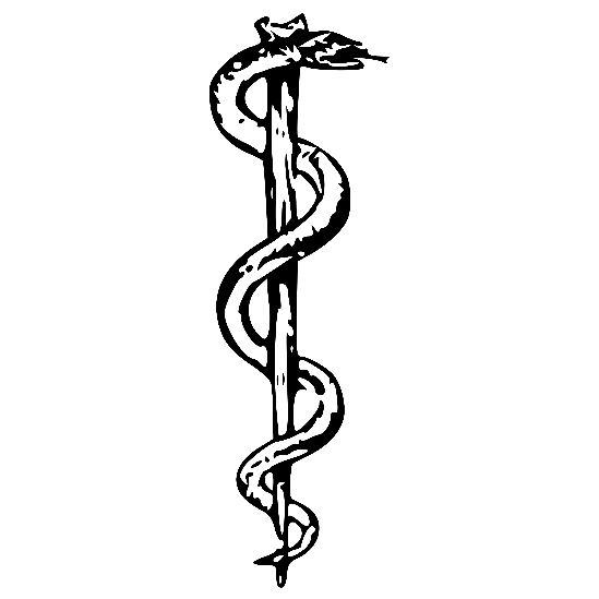 Rod of greek god asclepius, god of healing and medicine and the most universally recognized symbol of medicine.