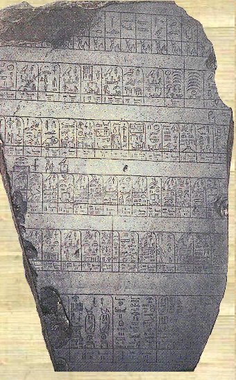 palermo stone, one of the first examples by the ancient Egyptians. It was used as a tool to record history