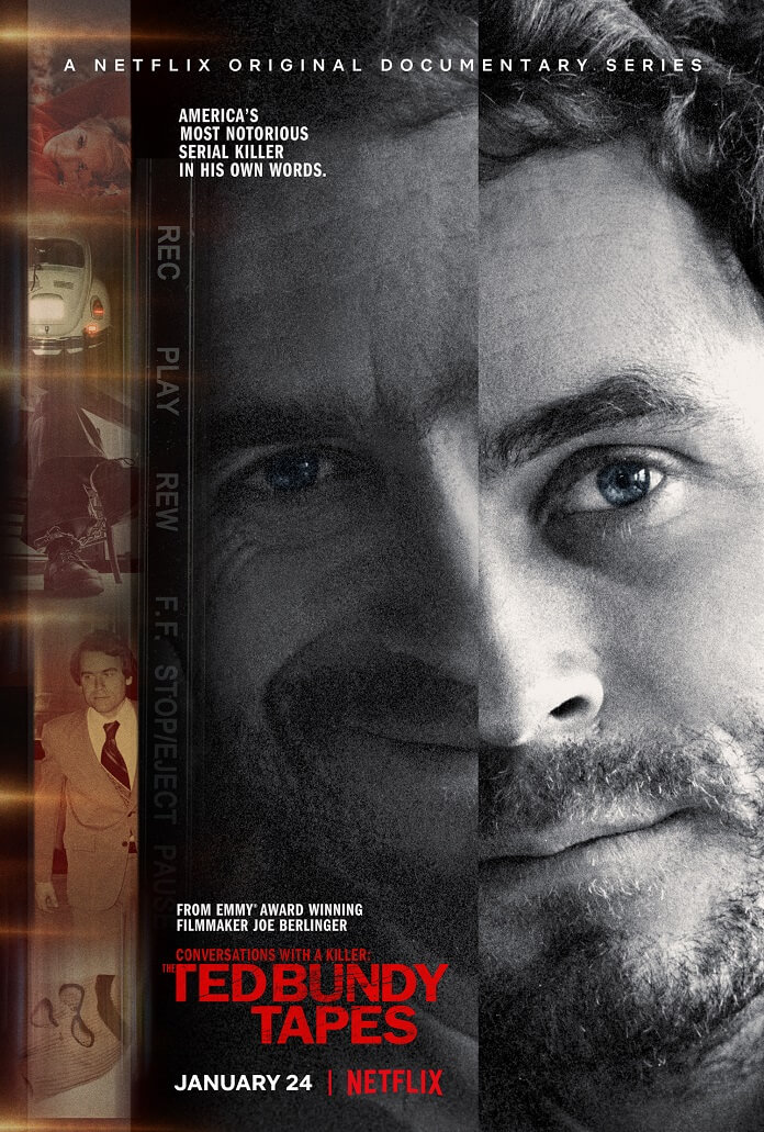 Poster for the documentary series, ‘Conversations with a Killer: The Ted Bundy Story’ (Photo Credit: Netflix)